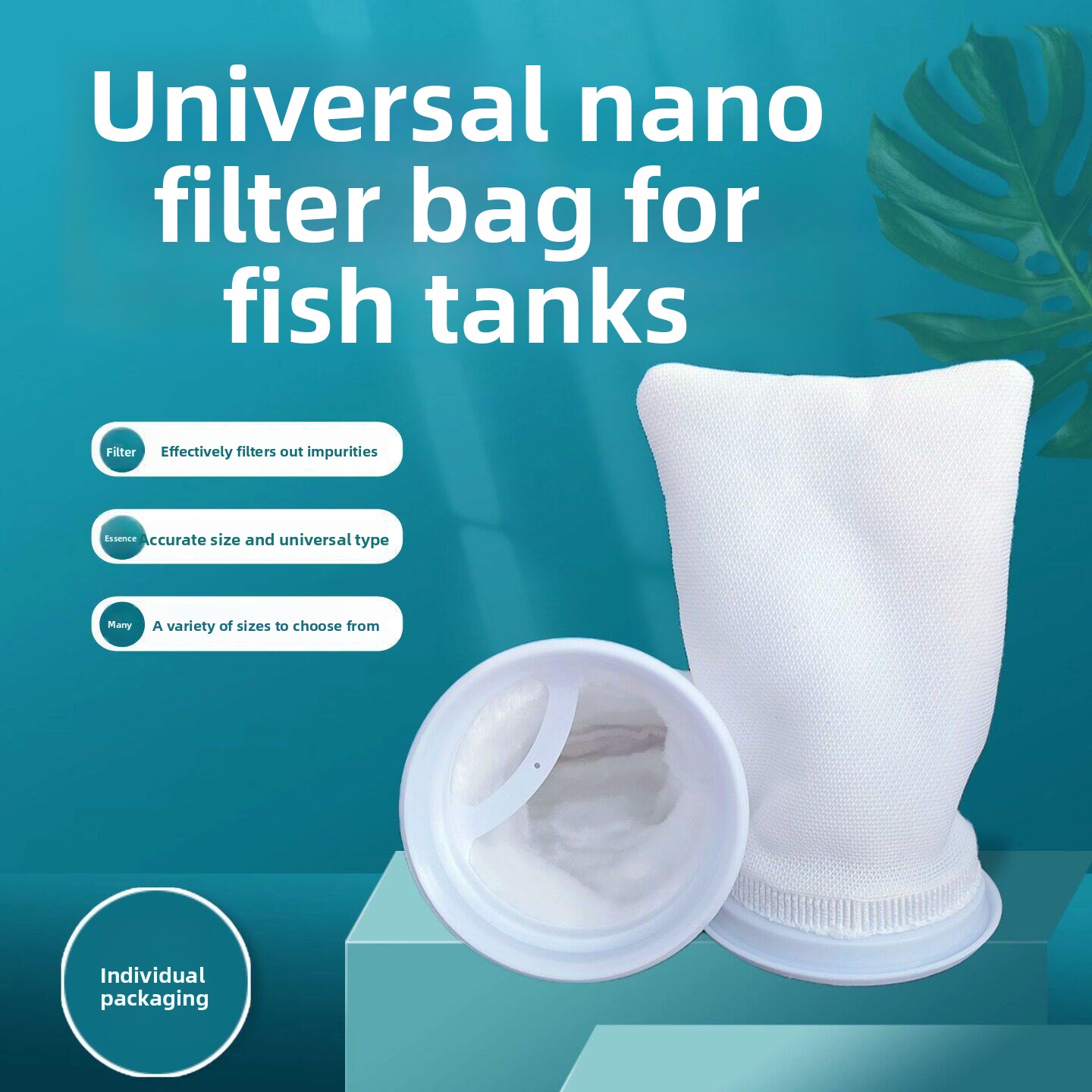 Fishing Socks - 3er-Pack verschlüsselte, verdickte Nano-Aquarium-Filtersocken, Filterbaumwoll-Netzbeutel für